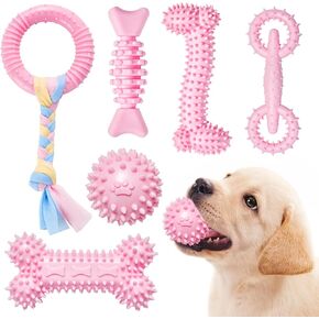 6 Pack Dog Chew Toys for Puppy Cute Blue Small Dog Toys Puppy Dog Toys for Teething Soft Durable Interactive Chew Toy for Small Dogs Light Blue
