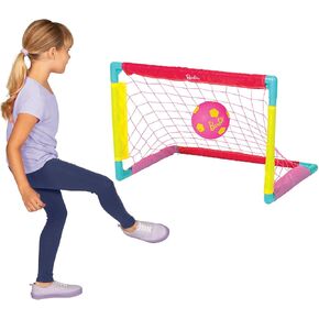 Barbie Kids Soccer Goal Set – Includes Net, Barbie-Themed Soccer Ball, Hand Pump and 4 Ground Stakes – Portable Indoor/Outdoor Soccer Goal for Girls – Backyard, Driveway, Park, Beach or Practice Play