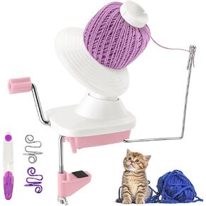 NATGAI Yarn Winder, Hand-Operated Yarn Ball Winder, Yarn Cake Winder, Manual Wool Winder Holder for Crocheting with Low Noise, Make Neat 3.5OZ Yarn Cake, 2 PCS Tension Rings & 1PC Scissors (Nude Pink)