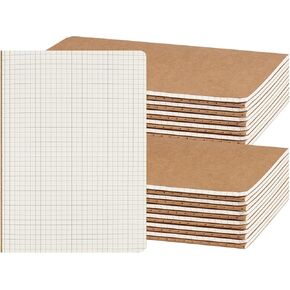 ZCZN 5 Pack A5 Kraft Notebooks Bulk, 8.15x5.5 Inches Graph Paper Journaling Notebooks, Notebooks for Work, Composition Notebooks for School, Journal Notebooks for Office, 60 Pages