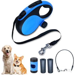 Retractable Dog Leash with Chew Proof Cable, 26ft Heavy Duty Dog Leash for Medium Large Dogs up to 110lbs, Strong Nylon Strap That Won't Tangle,360° No Tangle, one-Hand Brake.(White, 26Ft)