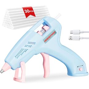 مسدس الغراء الساخن اللاسلكي ، مسدس غراء ساخن 20 واط مع عصي غراء قسطية 30 ٪ وكابلات USB-C 1M ، 2000 مللي أمبير في الساعة بطارية مناسبة للحرف المدرسية ، إصلاح المنزل ، DIY