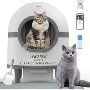 Scoop-Free Self Cleaning Litter Boxes for Multiple Cats, Smart Litter Robot with App, Automatic Cat Litter Box Self Cleaning, Safe Cat Crystal Solution for Pet Guardian/Parent, 70L+9L Large Toilet