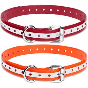PaiPaitek Shock Collar Replacement Strap for Most of Training Collar, 3/4 Inch Dog Collar Replacement for Wireless Fence and Bark, Adjustable Reflective TPU Collar Strap - 2 Pack