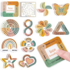 Calm Strips Anxiety Sensory Stickers for Kids, 36Pcs Different Textured Breathing Mindfulness Fidget for Teen Adults Mood Calming, Stress Relief at Office and Classroom Desk