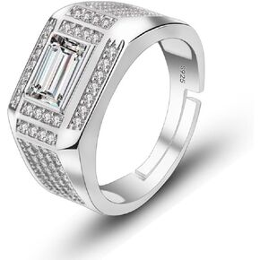 Men's Ring Fashion Simulation Diamond Ring Trendy Domineering Men's Ring S925 Sterling Silver Ring Fashion Luxury Simulation Diamond Wedding or Engagement Ring Luxury Jewelry CZC467 (White Gold)