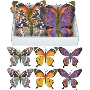 فراشة اصطناعية ، فراشة من الحرير ، الفراشات للحرف اليدوية لترتيبات الأزهار ، ديكور 3D Butterfly Stakes ، ديكور شجرة عيد الميلاد ، لوازم حفلة رأس السنة الجديدة