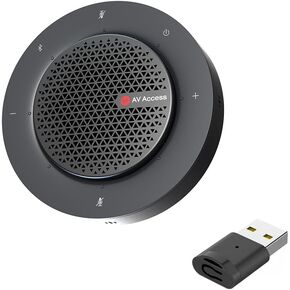 Conference Speakerphone, USB & Bluetooth Speakerphone with 4 Mics, Connect up to 9 Speakerphones in Daisy Chain, AI Noise Cancellation, Compatible with Zoom,Teams,Skype, for Medium/Large Meeting Room