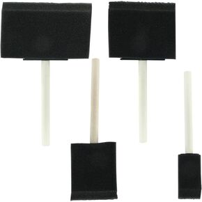 4 PCS FOAM PASHES ، فرشاة الطلاء الإسفنج مع مقبض خشبي ، فرش رغوة للطلاء (أسود ، 1/2/3/4INCH)