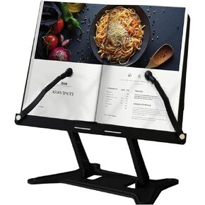Book Stand for Reading ، حاملو الكتب لقراءة اليدين المجانية ، قابلة للطي قابلة للطي ، مع مقاطع صفحات مرنة لعشرات الموسيقى ، وصفة ، قرص