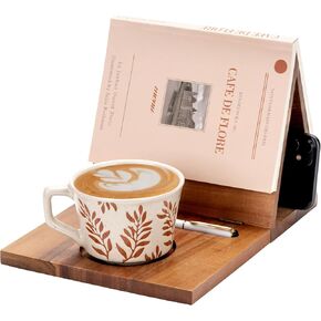 Book Nook Reading Valet مع حامل الكأس ، كتاب Wooden Book Stand Coffee حامل للصفحة ، المثلث Rest Stand Valet لسرير سطح المكتب منضدة ، هدايا أعياد الميلاد للقراء