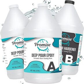 Deep Pour Epoxy Resin Promise - 3 Gallon Kit for River Tables & Artistic Castings and DIY Projects | Crystal Clear 2:1 Ratio USA-Made Resin | Low Odor | High-Gloss Finish | Up to 2" Pouring Depth