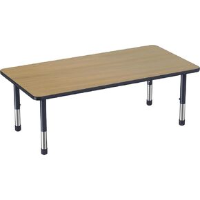 Factory Direct Partners FDP 30 "× 60" جدول نشاط الفصول الدراسية المستطيل مع أرجل مكتنزة ، ارتفاع قابل للتعديل 15 "-24" - Pasadena Oak/Navy - 14790 -Opnv