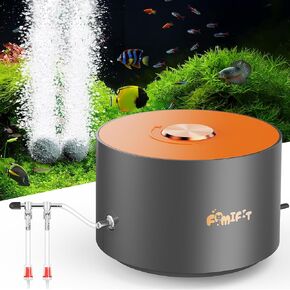 3W Quiet Aquarium Air Pump, Adjustable Fish Tank Air Pump with 2-Way Diverter Valve, Aquarium Aerator with Air Stone Bubbler, Small Oxygen Pump Tank up to 90 Gallon