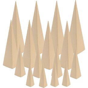 16 PCS Paper Mache Craft Cones Triangle Open Bottom Cardboard for Fall Halloween Christmas DIY Gnome Doll Mountain Angel Decorations DIY Art Crafts Home Decoration Pack-4 Sizes-13.75x5,10.63x4,7x3,4x2