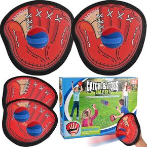 Goldge 4pcs Tongy Troam and Catch Ball Game Met for Kids - Baseball Glove Mitt - ألعاب رياضية وطنية مثالية للأولاد الذين تتراوح أعمارهم بين 3 و 12 عامًا