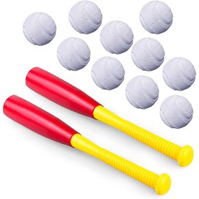 XIPEGPA 2 PCS 22 Inch Baseball Bat Toys Set with 10 Balls for Indoor and Outdoor Sports T Ball Game Playing