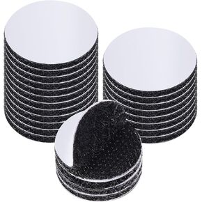 Poen 24 Pairs 1 Inch Round Hook and Loop Dots Black Sticky Adhesive Dots Double Sided Self Adhesive Tape Nylon Hook and Loop Fasteners for Home Office Wall Mounting Decor Carpet Gripper Tools
