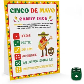 لعبة Cinco de Mayo Candy Dice Game ، ألعاب Cinco de Mayo Party المرح ، ألعاب الحفلات المكسيكية ، Activity Cinco de Mayo ، لعبة Cinco de Mayo Classroom -May04