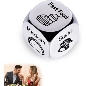 Valentines Day Gifts for Him Her, Date Night Dice Couples Gift, Food Dice, Dinner Dices, Steel Food Decision Dices, Christmas Anniversary Birthday Gifts for Boyfriend Girlfriend Wife Husband Women Men