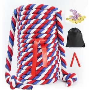 Tug of War Rope for Kids Adults - 20 قدمًا من ألعاب الفناء في الهواء الطلق في الهواء الطلق بناء الأنشطة الرياضية ، استقلال دائم حفلة يوم وطني للبخ