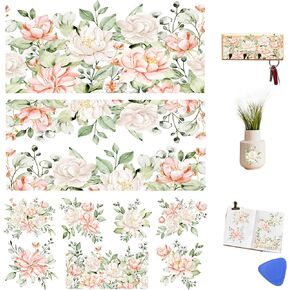 3 أوراق عتيقة فرك على التحويلات للحرف اليدوية ، وفرك على التحويلات لشارات الأثاث ، والخشب ، والزجاج ، والخزف ، والخردة ، والمجلات ، 12 * 6inch (الزهرة البرية) in Kuwait