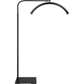 Adjustable Gooseneck Half Moon LED Floor Lamp - Shadow-Free Design for Eyelash Extensions, Tattoos, Office, Reading, and Eye-Caring with Dimmable Brightness and Color Temperature