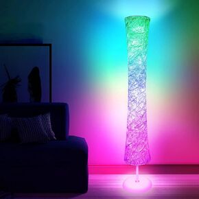 مصباح أرضي ، 61 '' 'Smart RGB LED مصباح زاوية مع مزامنة الموسيقى و 16 مليون لون DIY ، 3 درجة حرارة اللون ، والتحكم عن بعد ، وتغيير اللون مصباح الأرضية الدائمة لغرفة النوم غرفة نوم