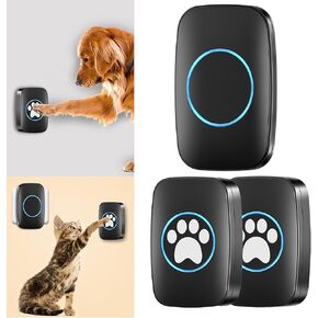 Smart Dog Door Bell Wireless Puppy Door Bell, Bell for Dogs to Ring to go Outside, Waterproof Smart Dog Bell, Electronic Door Bell Dog Button, 60 Kinds of Musics (1 Receiver and 2 Buttons)