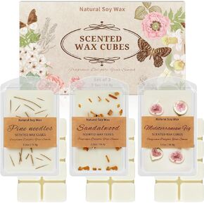 SCENTORINI Wax Melts, Premium Botanical Wax with Essential Oil, Natural Dried Flower, Rose, Lavender, Jasmine, Scented Wax Melts, 70.9g x 3, for Women/Men