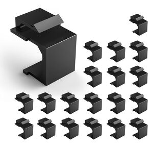 VCE 20-Pack Blank Keystone Jack Inserts (UL Listed) for Keystone Wall Plate and Patch Panel - Black