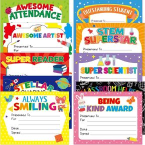 40PCS Student of Award Certificates End of School Year Superlatives Certificates Kids Recognition Achievement 8.5" X 11" Student of The Year Certificates Graduation Teacher Classroom Supplies