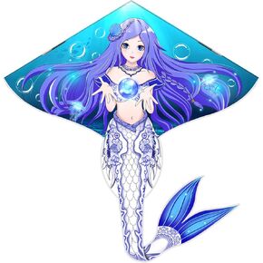 طائرة ورقية على شكل حورية البحر من Mint's Colourful Life، كبيرة الحجم، بوليستر، متعددة الألوان، إطار من الألياف الزجاجية، سهلة الطيران للأطفال والكبار in Kuwait