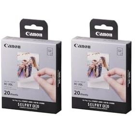 Canon XC-20L Color Ink/Paper Tet لطابعة صور Selphy QX20 ، 20 ورقة (حزمة 2)