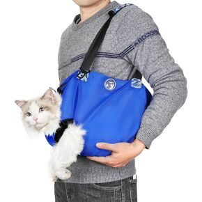 حقيبة حاملة Cat Cat Supet ، حاملة القط الكبيرة لينة لزيارات الطبيب البيطري ، حاملة قطط القط للتنفس للأدوية ، قطع الأظافر ، الاستمالة ، السفر ، حاملة الحيوانات الأليفة للقطط ، حقيبة ضبط القط (الأزرق ، م)