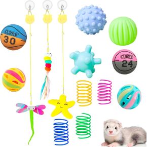 14 PCS FERRET SPEEKY TOYS LIT CLORS RUBBER FARRET TEATH THERTRAWING HOUPING BALLS BEONTIN