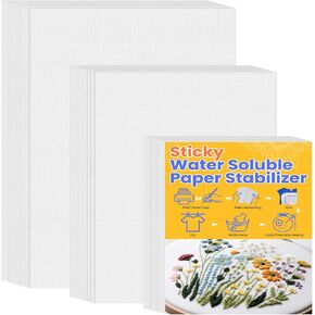 Mindsoft 36 PCS لزجة التطريز القابلة للذوبان في الماء 10 "× 12" ، 8.5 "× 11" ، 8 "× 8" عصا وغرزة قابلة للطباعة.
