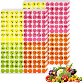 2800pcs Garage Sale Price Stickers, Diameter 0.79in Premium Paper Rummage Sale Price Stickers Tag Garage Sale Stickers with Prices for Garage Yard Baking Mall Merchandise Sales(Colorful)