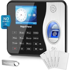 حزمة الوقت على مدار الساعة مع 15 بطاقة RFID ، 0 الرسوم الشهرية مستقلة الحضور الحيوية الحضور آلة الحضور مع بصمات الأصابع ، RFID والدبوس