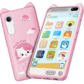 Kids Phone for Boys, 3.97" Touchscreen Kids Toys Cell Phone Learning Music Puzzle-Games, with Silicone Toddler Phone Toys for Girls Boys Age 3-12, Working Real Play Cell Phone(Blue)