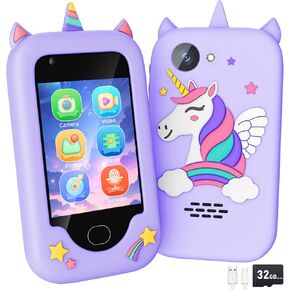 هاتف ذكي للأطفال للبنين - هاتف لعبة للأطفال من 3 إلى 10 ، 2.8 "شاشة تعمل باللمس HD Dual Camera Toddler هاتف ، هاتف عيد ميلاد Dinosaur Toys ، بطاقة 32G SD
