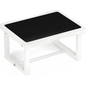 Wooden Step Stool with 500 Pounds, Wide Bed Step Stool for Adults，Wood White Step Stool&Stable Solid Metal Frame for Kitchen, Bedroom, Living Room, Bathroom