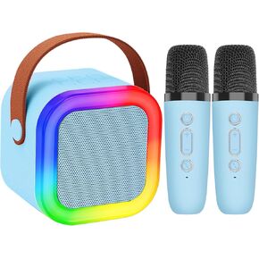 Kids Karaoke Machine with 2pcs Wireless Microphone for Girls, Mini Karaoke Kit Toys Party Favor Portable Bluetooth Speaker Christmas Toys Birthday Gifts for Age 4-12 Years Old Teens Adults