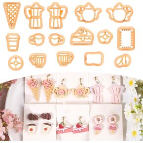 Puocaon Dessert Polymer Clay Cutters - 10 Pcs Clay Cutters for Polymer Clay Jewelry, Cute Bread Shape Clay Cutters for Earrings,Croissant Polymer Clay Cutters for Jewelry, Bakery Clay Earring Cutters in Kuwait