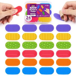 Fidget Toys for Kids Sensory Strips: 24 Pack Textured Sensory Stickers - Autism ADHD Kids Stress Relief Calming Toy - Quiet Classroom Prize Mini Fidgets