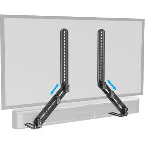 ELIVED Soundbar Mount, Sound Bar TV Bracket, for Mounting Above or Under TV, Fits Most Sound Bars Up to 15 Lbs, Tool-Free Knob Adjustable, for 23-90" TVs with Detachable Extension Arms and L-Brackets