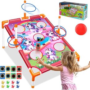 لعبة Bean Bag Toss For Kids-4 في 1 Cornhole مجموعة الذرة للأطفال كرنفال هول ألعاب للأطفال خارج الحلقة Troam Game Yard Backyard Beach Family Party Gifts for Kids 3-8 Age
