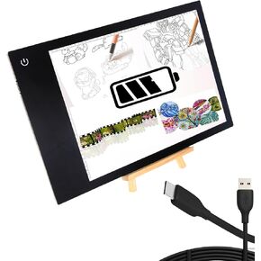 Rechargeable Light Box Tracing Pad A4,2-in-1 Power Supply(USB&Battery) Drawing Tablet Dimmable Brightness Indoor or Outdoor for Artists,Drawing,Sketching,Animation and X-ray Viewing