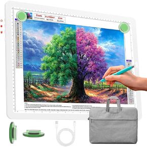 phylosal القابلة لإعادة الشحن A4 LED وسادة LED للطلاء الماس ، مربع ضوء تتبع مغناطيسي رفيع للرسم ، لوحة ضوء فن الماس مع زر جانبي ، طاولة ضوء ساطعة للغاية للرسم (أسود)