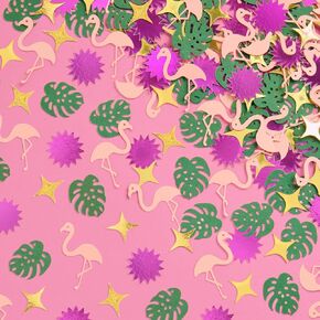 xo, Fetti Flamingo + Palm Tree Sparkle Confetti - 200 pcs | Tropical Tablescape, Miami Bachelorette Table Decor, Birthday Decorations, Cute Party Supplies